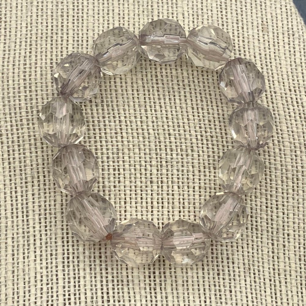 Pale Pink Stretch Bracelet Clear Faceted